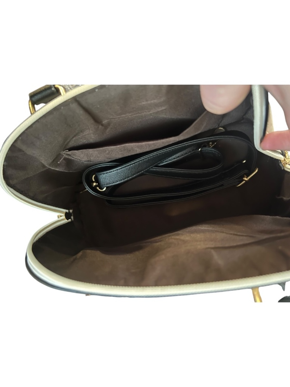 Bagsure Purse & Wallet Set NWOT Cream Black Satchel Bundle - Picture 6 of 15